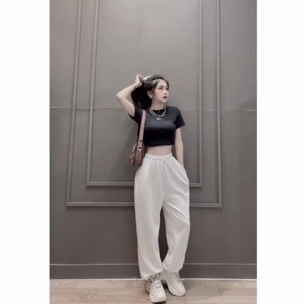 Sét áo croptop dấu tích+quần bom trơn TT12, Thời trang nữ, Đồ bộ, Sét quần áo, Sét đồ nữ cá tính.