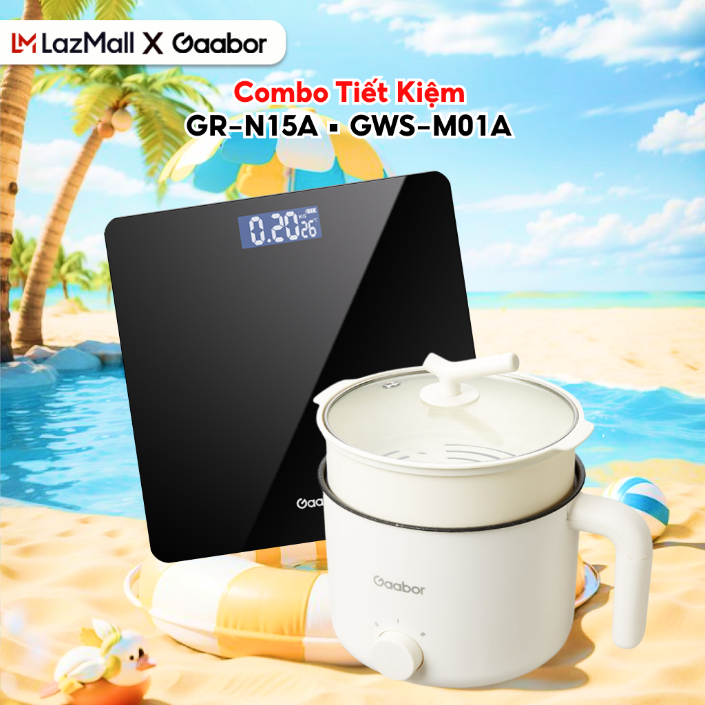 Combo 016 Nồi điện đa năng mini GR-N15A 1.5L và Cân điện tử sức khỏe GWS-M01A - Bảo hành 1 đổi 1