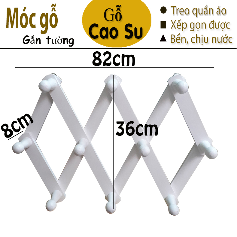 [HCM]Móc treo quần áo gắn tường bằng gỗ đầu hình nấm (Màu trắng)