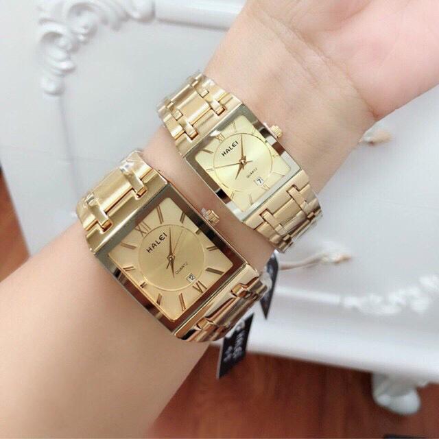 Đồng hồ cặp đôi Halei HL3 full gold đẳng cấp thời trang cặp đôi