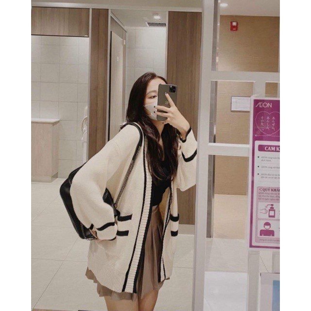 Áo khoác nỉ carigan cổ chữ v phối viền pl50d bhf
