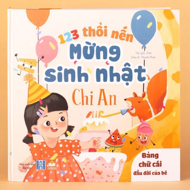 Sách bảng chữ cái tiếng việt in tên bé - cuốn 123 thổi nến mừng sinh nhật
