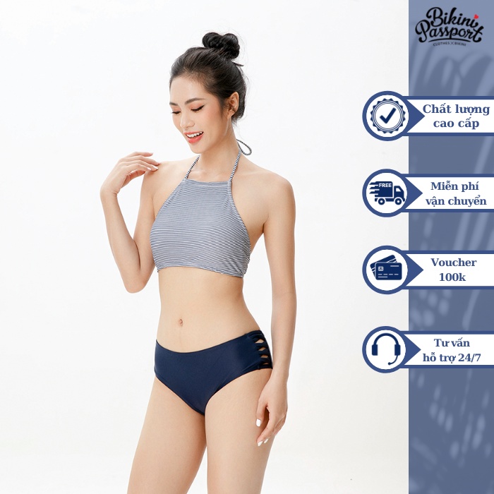 Áo bơi nữ bikini passport kiểu áo yếm lẻ - kẻ sọc - bs214_str