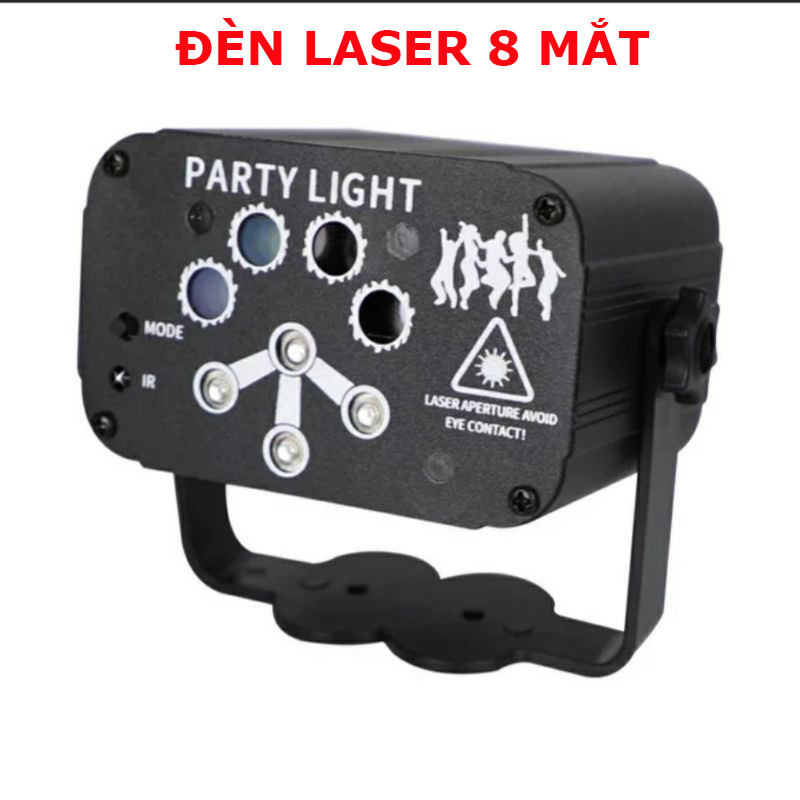 Đèn nháy laser theo nhạc 8 mắt chiếu hình - đèn laser nháy theo nhạc 6 mắt - có điều khiển từ xa- đèn laser sân khấu cảm ứng âm thanh vũ trường karaoke cao cấp - đèn phòng bay chiếu ánh sáng laser - có phân loại 6 mắt và 8 mắt