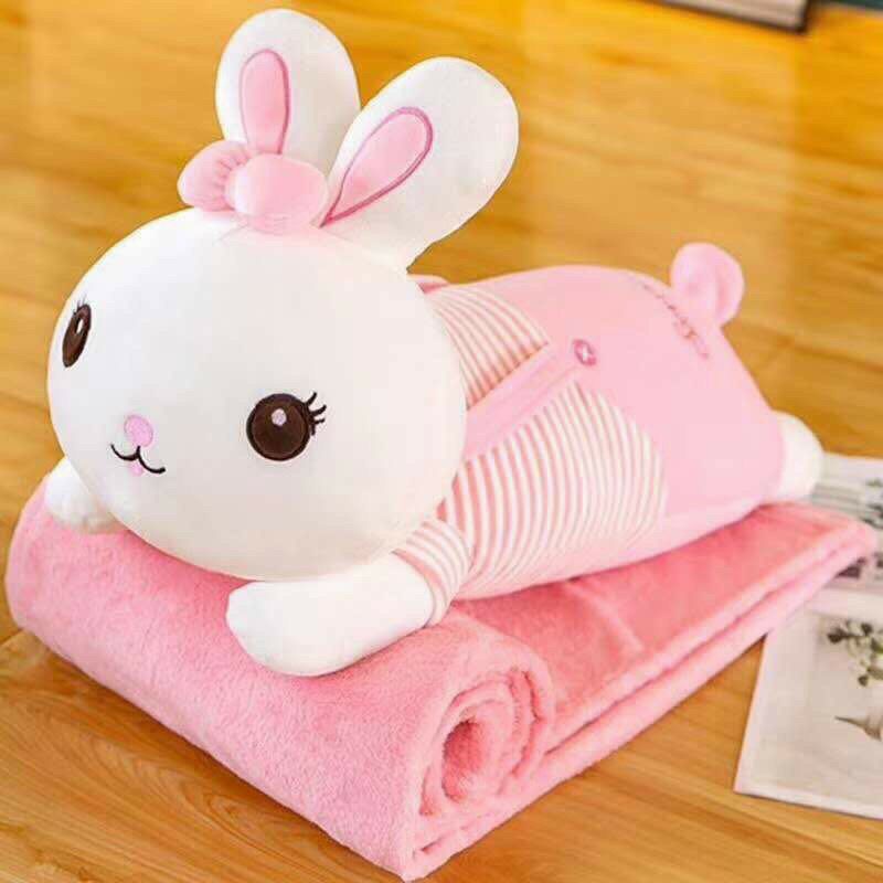 Bộ chăn gối văn phòng Thỏ kèm mền 3in1 tiện lợi, Thỏ có chăn