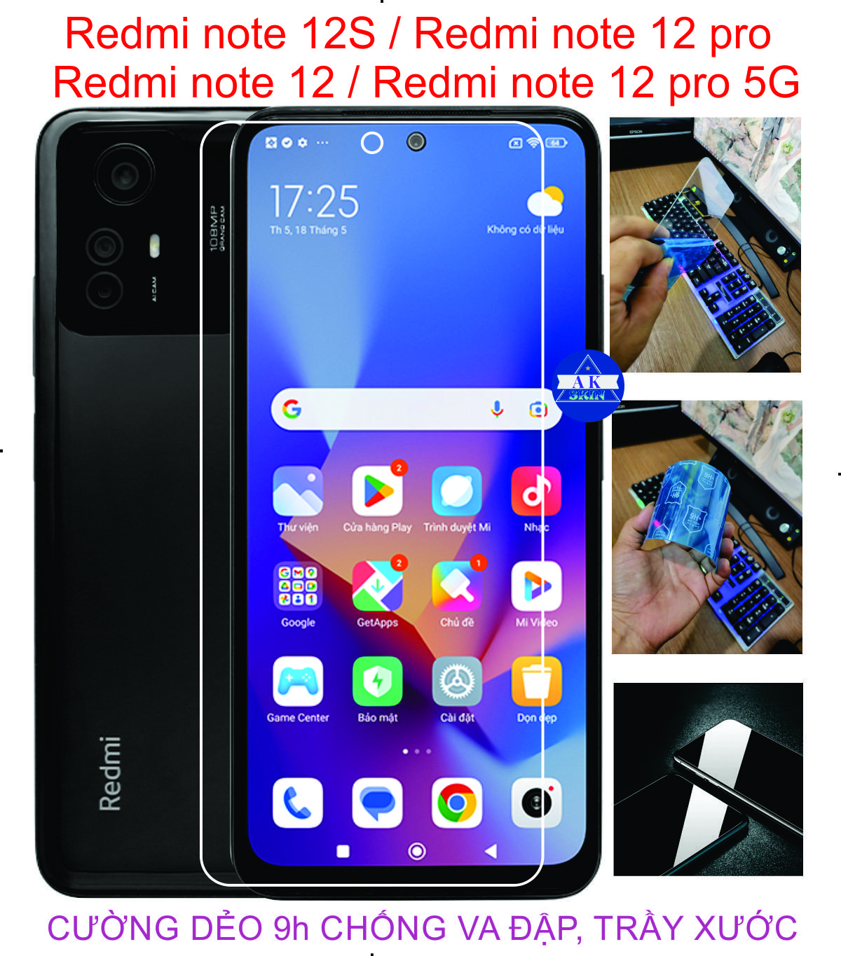 KÍNH CƯỜNG LỰC DẺO DÀNH CHO REDMI NOTE 12/ REDMI NOTE 12s/ REDMI NOTTE 12PRO/ REDMI NOTE 12 PRO 5G, bảo vệ màng hình toàn diện...
