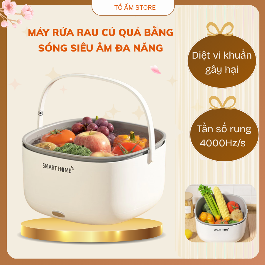 Máy Rửa Rau Củ Quả Bằng Sóng Siêu Âm Đa Năng Sạch Sâu Tiêu Diệt Vi Khuẩn,Bảo Vệ Sức Khỏe Gia Đình