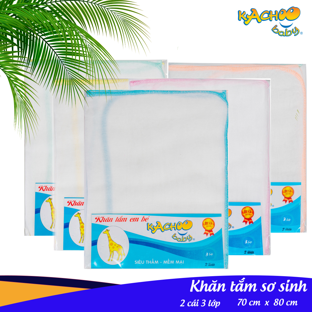 Bịch 2 khăn tắm cho bé kachoobaby 3 lớp - 70 x 80cm