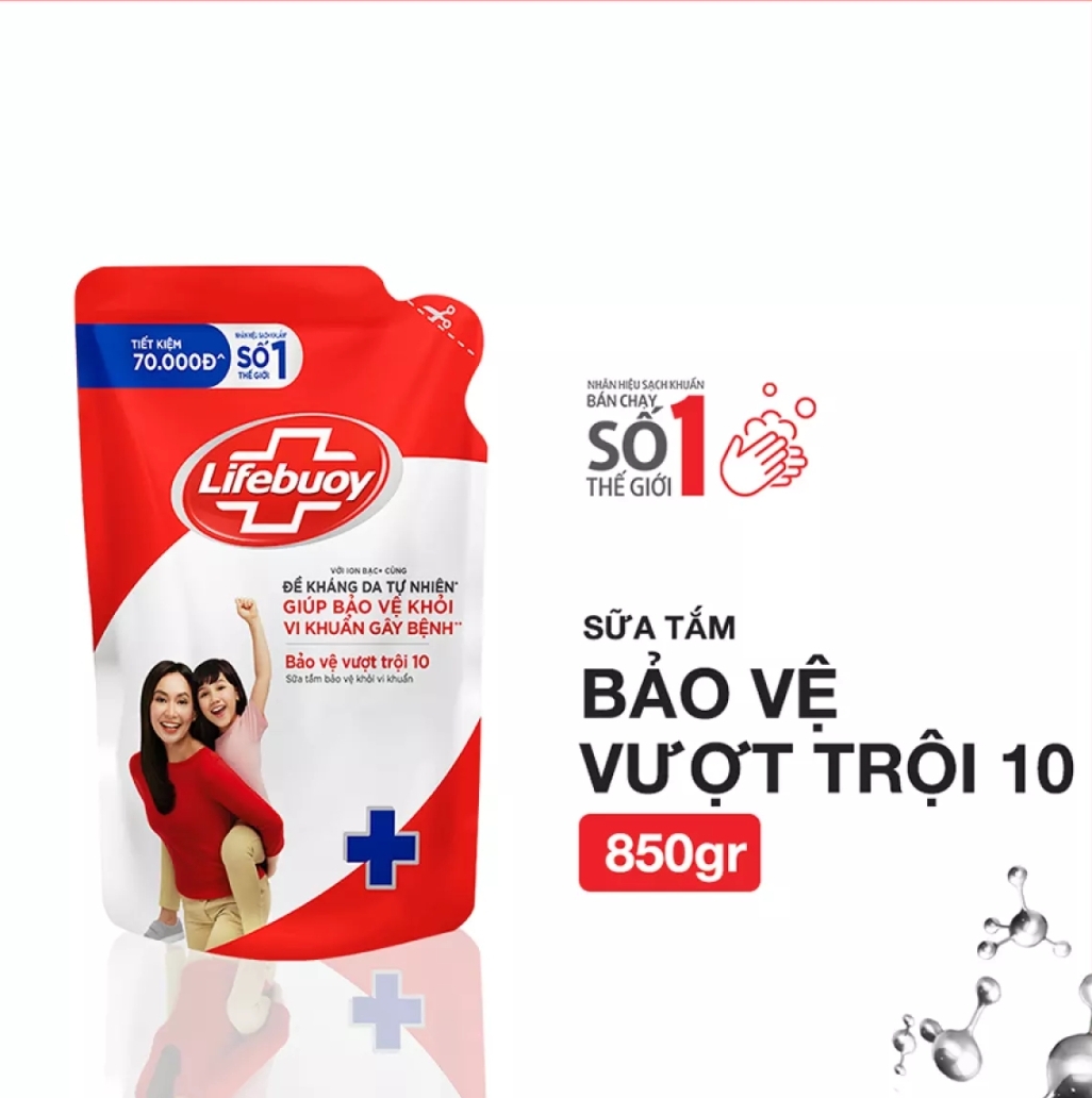 Sữa tắm lifebuoy bảo vệ vượt trội túi 800g