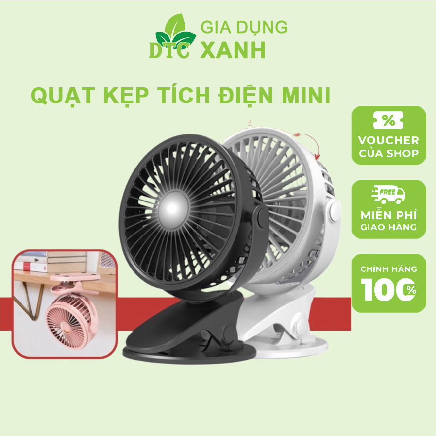Quạt mini | quạt kẹp bàn tích điện pin 10000 mah dung lượng lớn, quạt mini kẹp bàn, quạt kẹp bàn xoay 360 độ pin