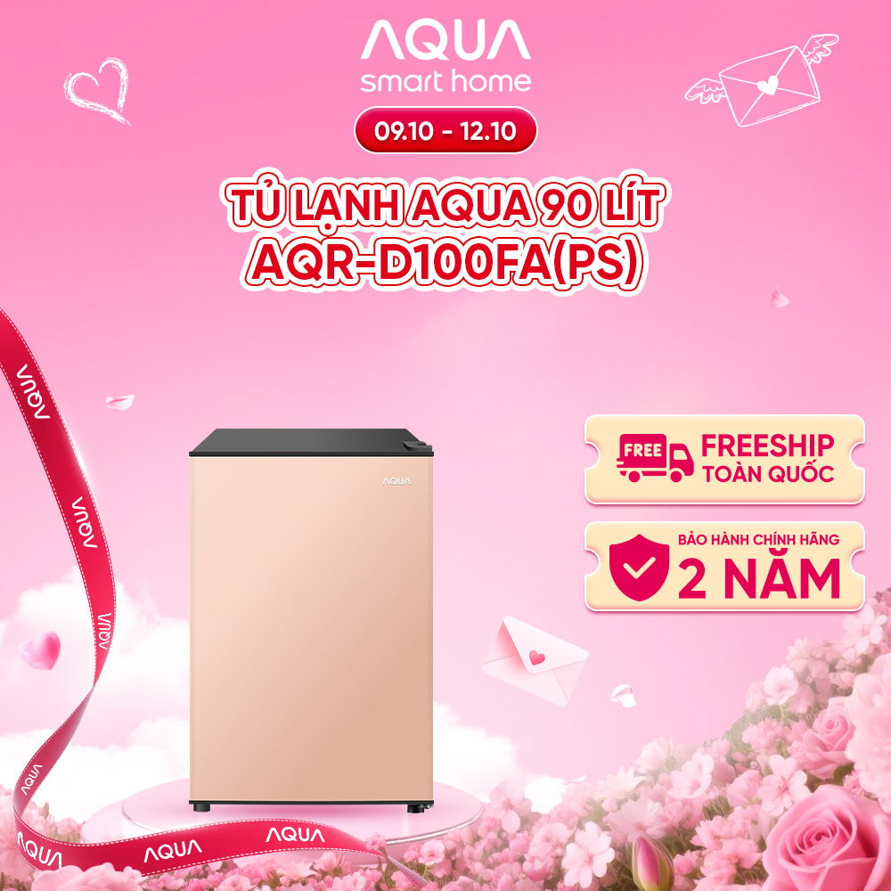 [SẢN PHẨM MỚI 2025] Tủ lạnh mini Aqua 90 lít AQR-D100FA(PS) - Màu hồng nhạt - Freeship toàn quốc