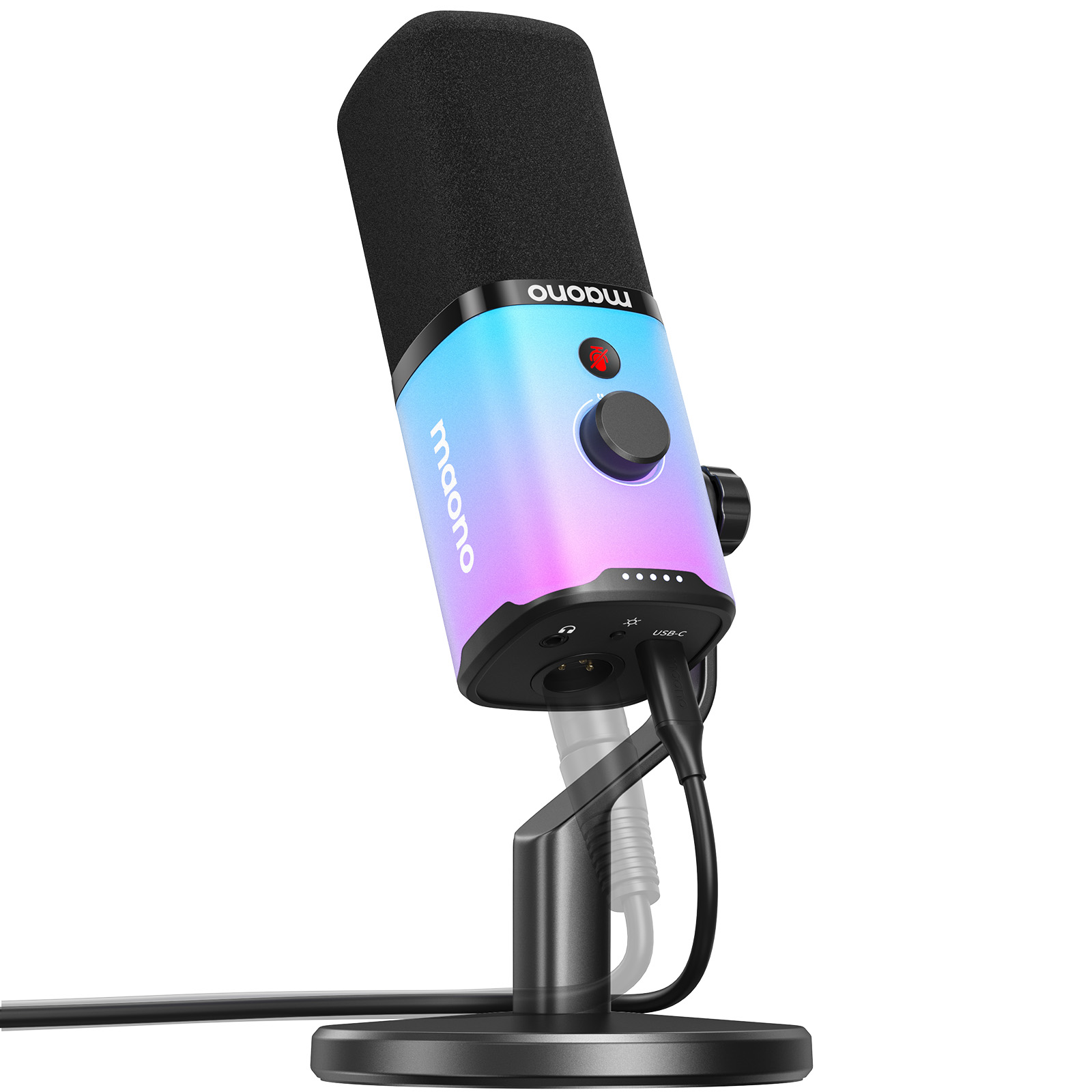 MAONO PD100X RGB USB&XLR Dual Mode USB Dynamic microphone ,Noise cancellation Gaming microphone for PC, USB-C mobile phone mic ,Streaming Microphones for Mixer Sound Card Audio Interface, with Software