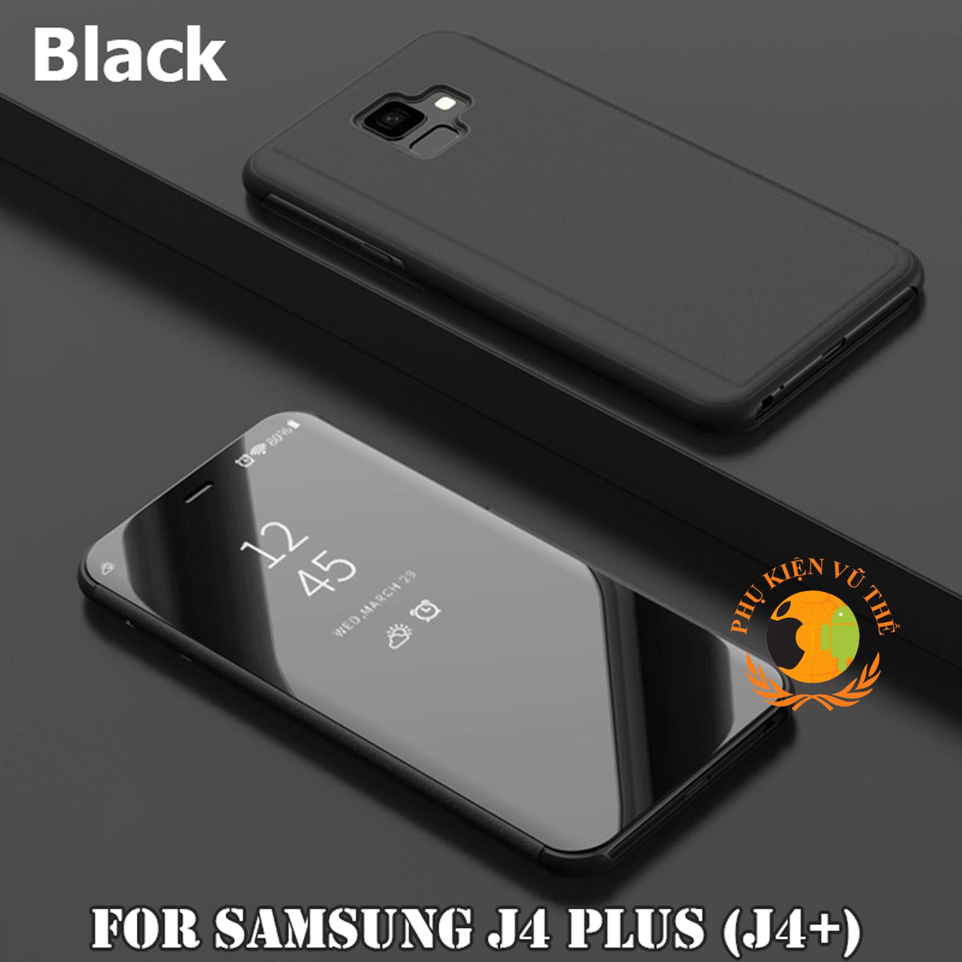 Bao Da Gương Kính Samsung Galaxy J4 Plus (J4+) (2018) Xuyên Thấu Sang Trọng Thông Minh Quý Phái