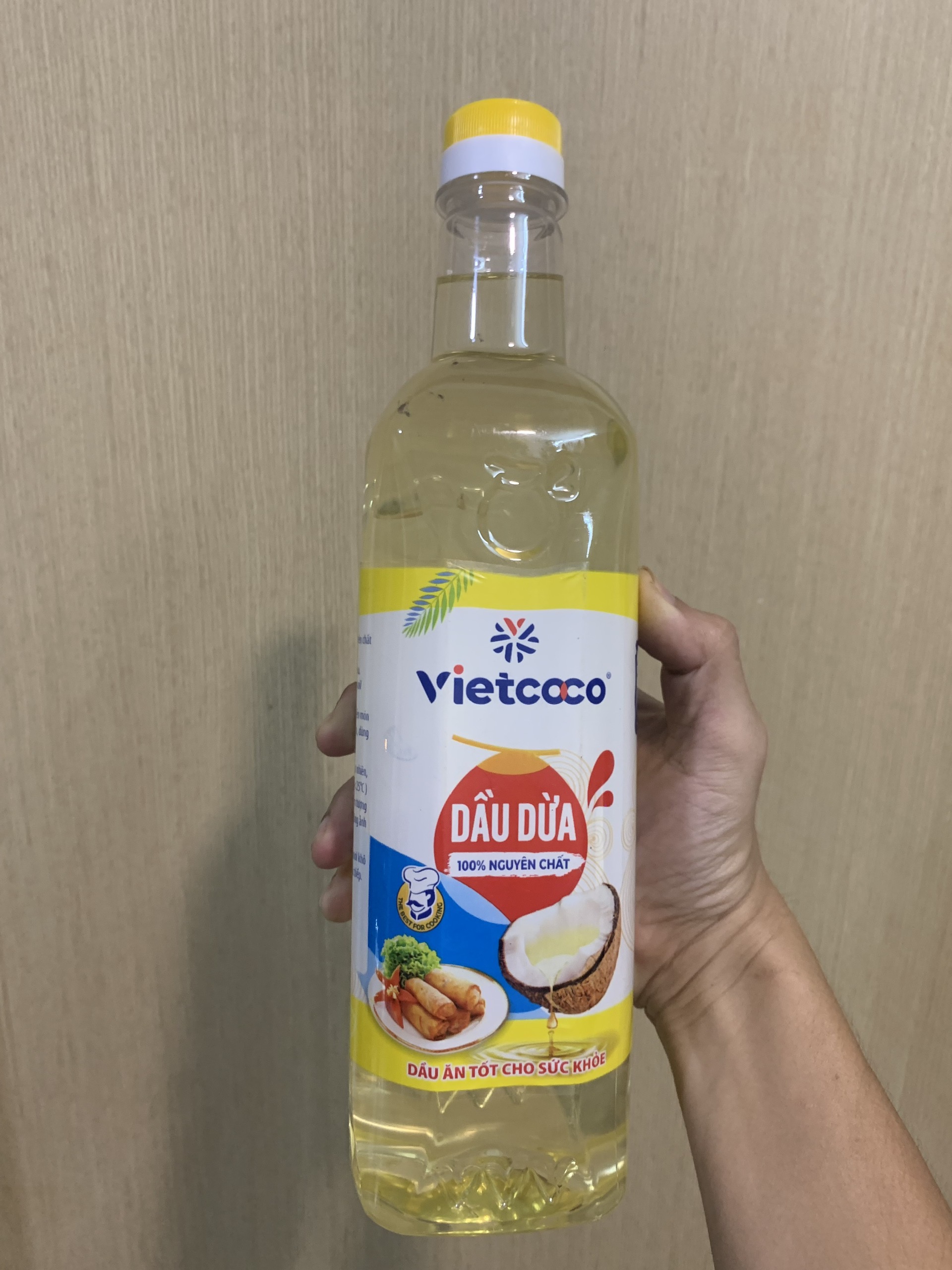 Dầu dừa nấu ăn - dầu dừa tinh luyện - dầu dừa chịu được nhiệt độ cao vietcoco 1l