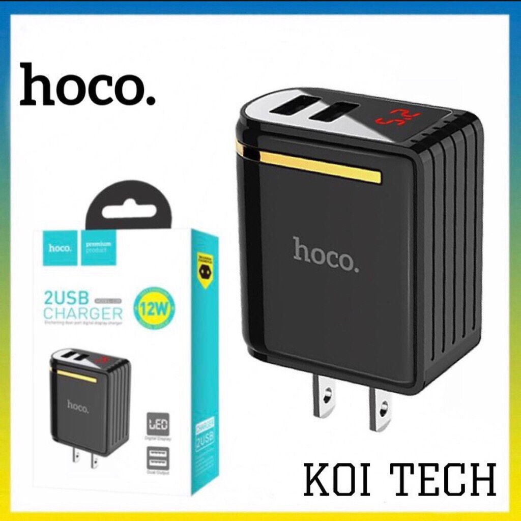 Củ sạc nhanh 2 cổng hoco c39 us có màn hình LCD hiển thị điện áp - Cốc sạc nhanh 2 cổng hoco c39 us có màn hình LCD hiển thị điện áp - KOI TECH