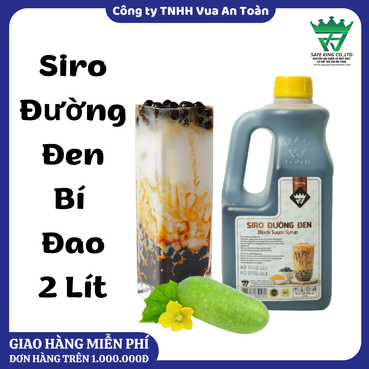 Đường Đen Pha Trà Sữa Hương Bí Đao Can 2 Lít Dính Thành Ly Rất Chắc