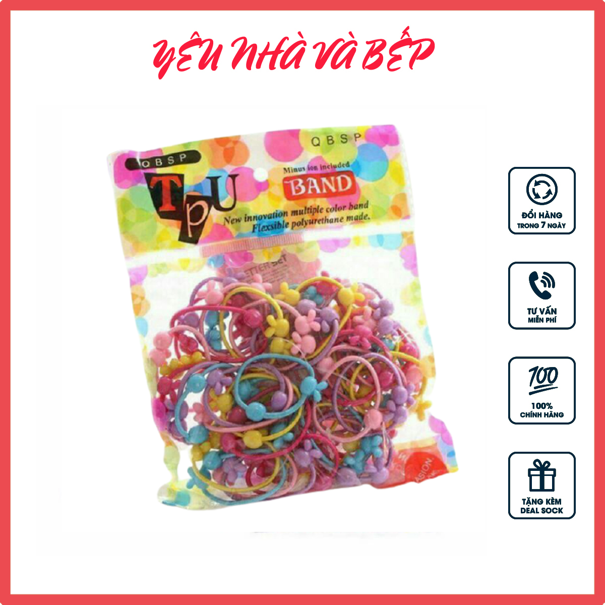 Túi 50 dây buộc tóc, chun buộc tóc cho bé gái