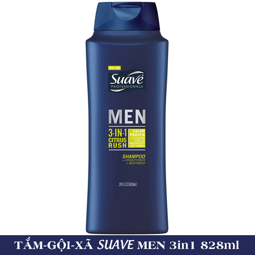 Dầu gội, Tắm và Xả  3in1 SUAVE MEN Mỹ 828ml