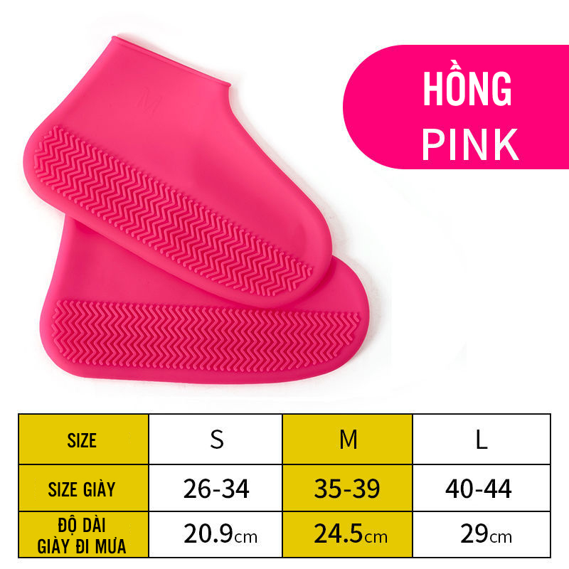Ủng Cao Su Đi Mưa Cao Cấp - Bao Giày Chống Ướt Đi Mưa - Bao Silicon Bảo Vệ Giày Khỏi Ướt SIZE M (35-39)