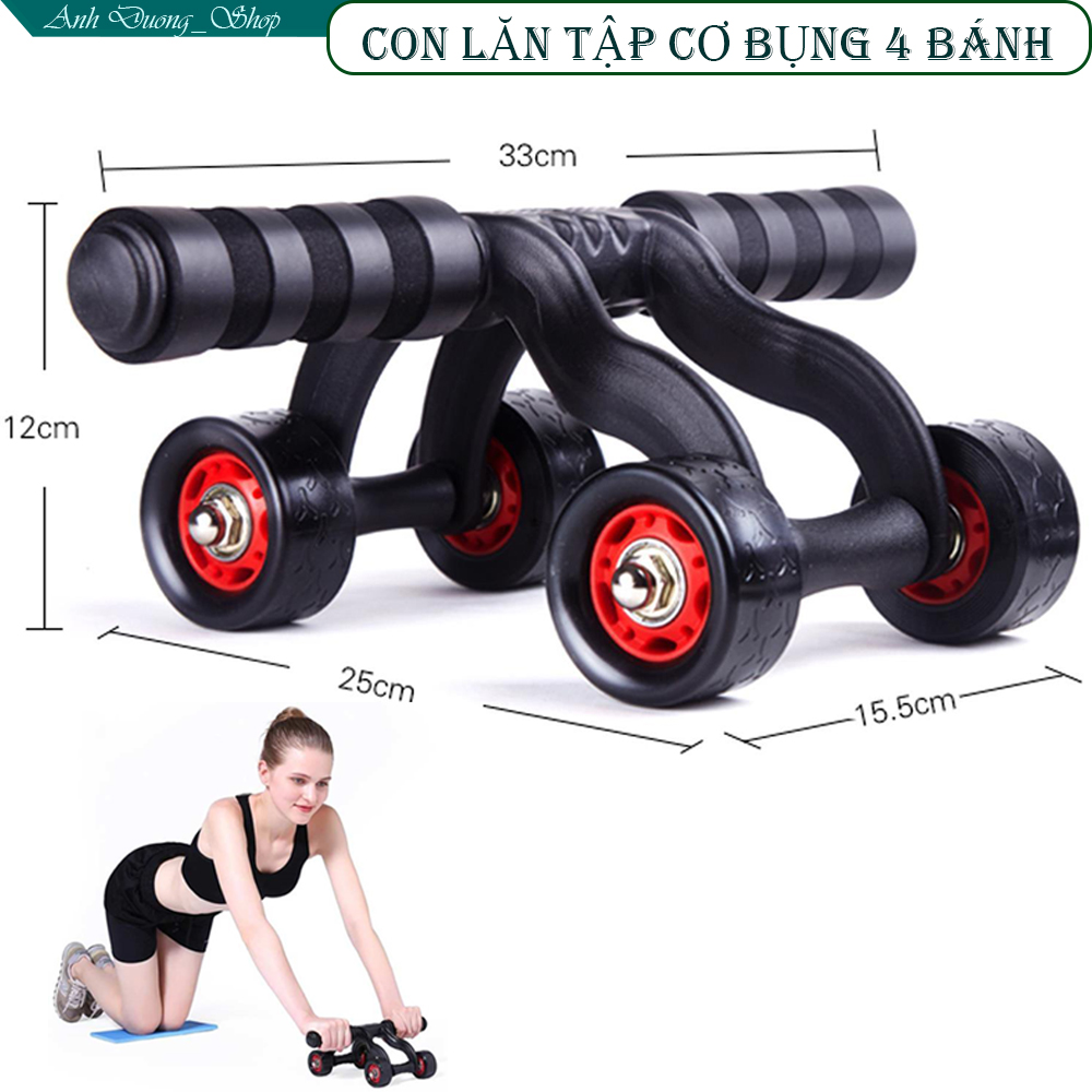 CON LĂN TẬP CƠ BỤNG,CON LĂN TẬP CƠ BỤNG 4 BÁNH,Con lăn tập cơ bụng 4 bánh  cao cấp thiết kế dạng 4 chân chắc chắn,giữ thăng bằng ổn định khi tập,tặng móc dán điện thoại