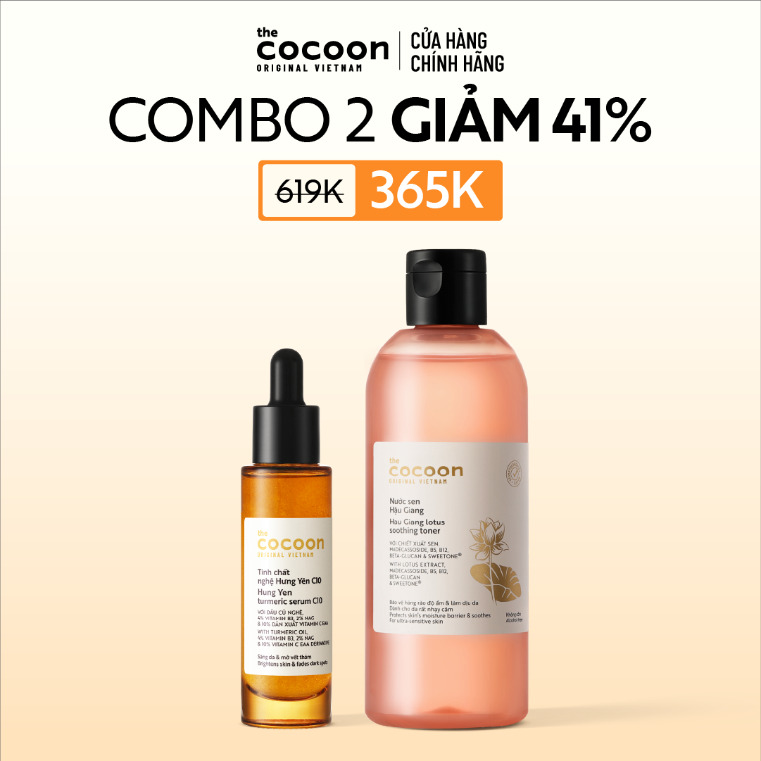 COMBO 1 Tinh chất nghệ Hưng yên C10 - 10% Vitamin C 30ml + 1 Bigsize Nước sen Hậu Giang  Cocoon 310ml