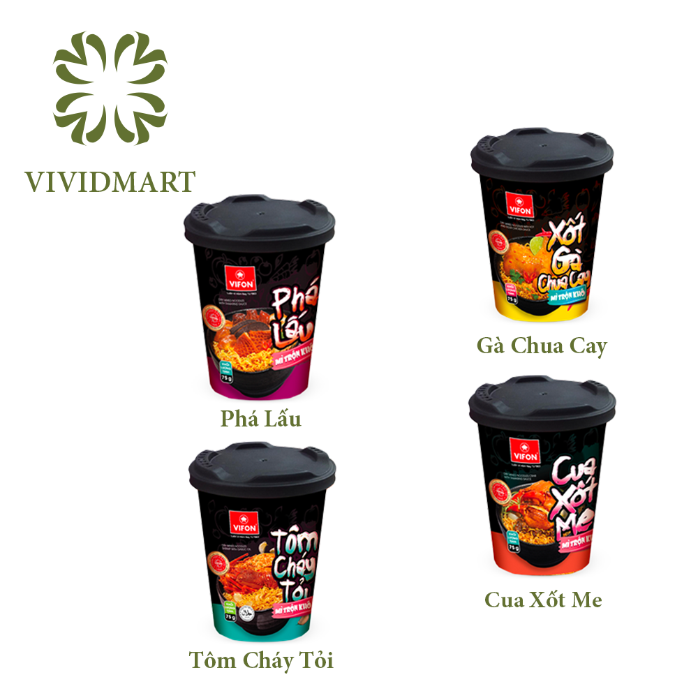 [Mì Vifon] [Ly lẻ] MÌ LY TRỘN VIFON VỊ PHÁ LẤU / GÀ CHUA CAY / TÔM CHÁY TỎI / CUA XỐT SỐT ME - LY 75g - VIFON