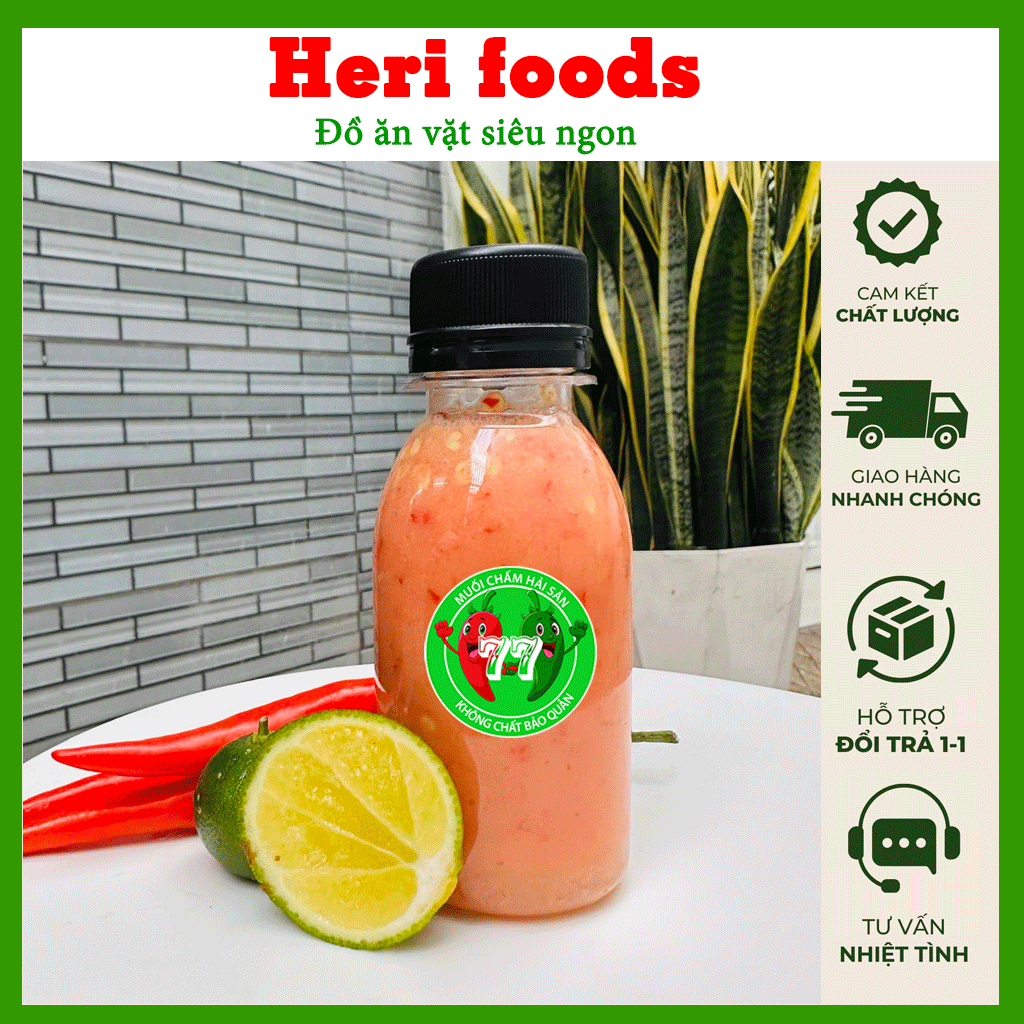 Chai 180Gram Muối ớt đỏ 77 - Nước chấm thần thánh thương hiệu 77 chính hãng - Heri Foods
