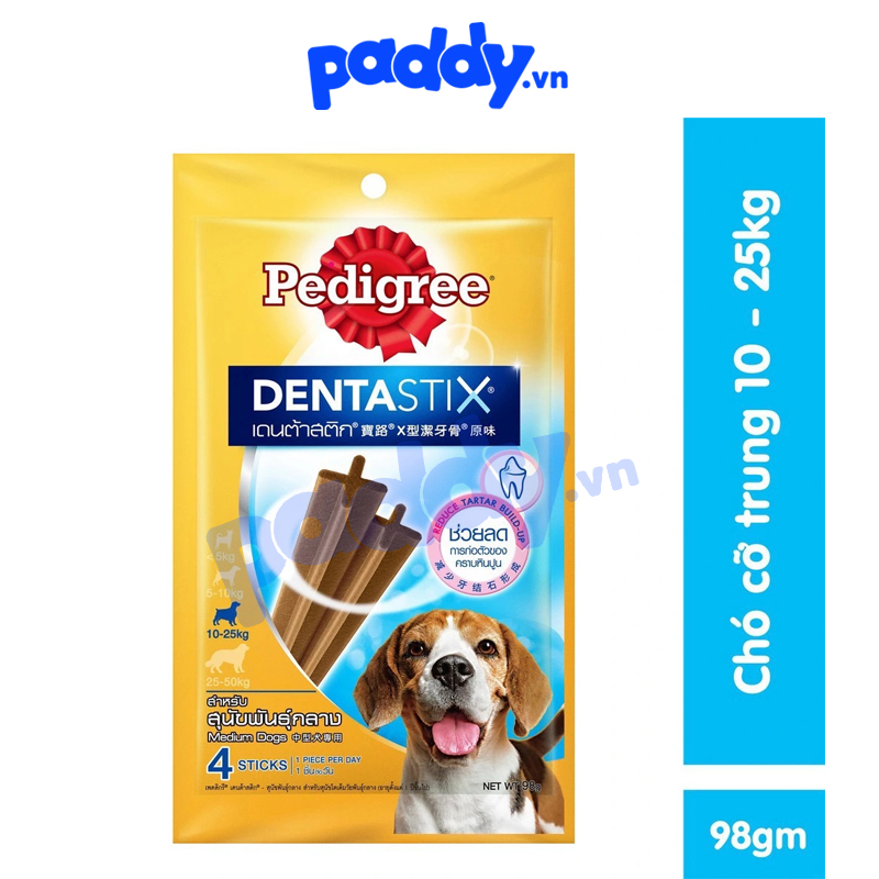 Snack Cho Chó 10-25kg Bánh Xương Sạch Răng Pedigree Dentastix 98g