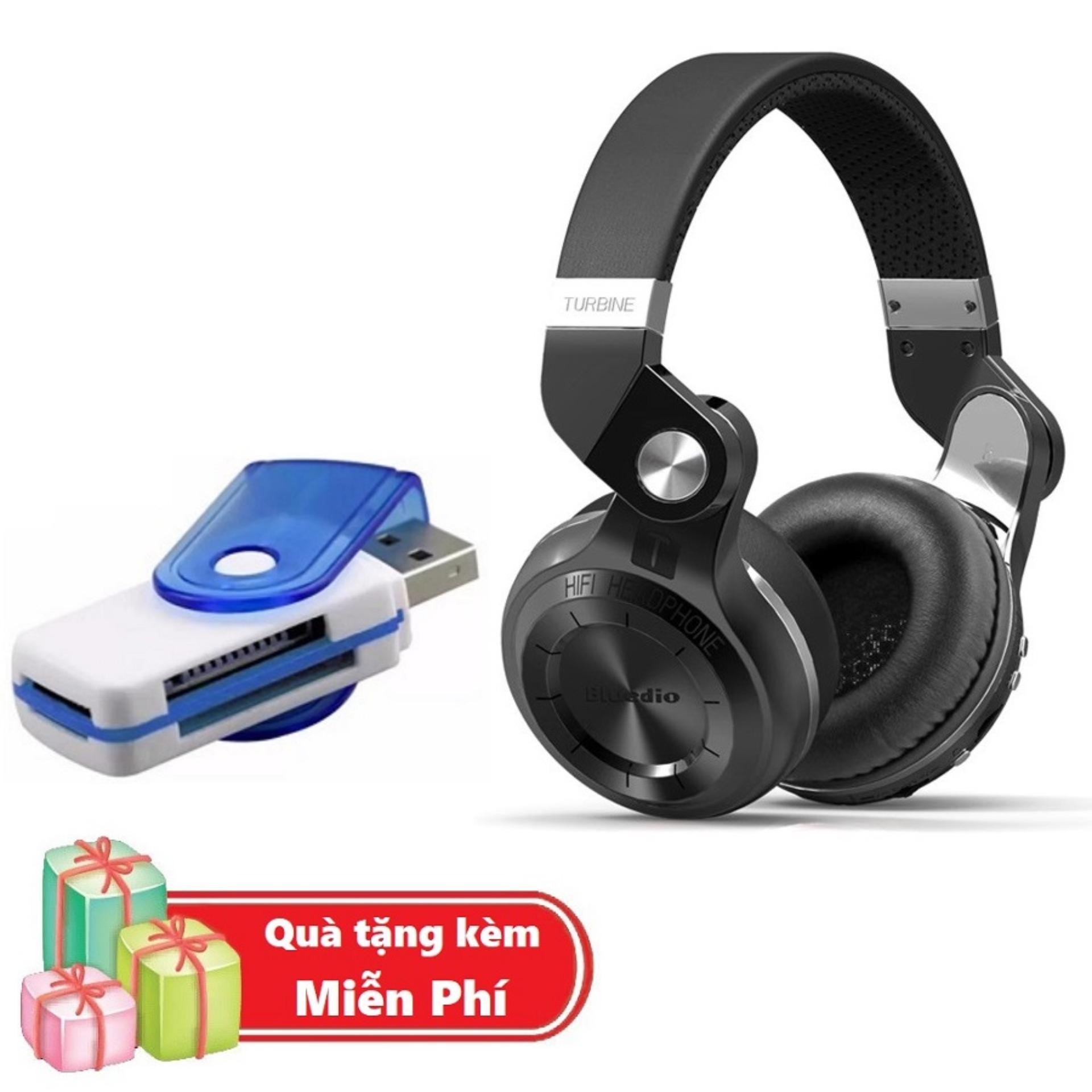 ( Quà tặng Đầu đọc thẻ nhớ đa năng ) Tai nghe ốp tai Bluetooth Bluedio Turbine T2 nghe cực hay, âm thanh sống động