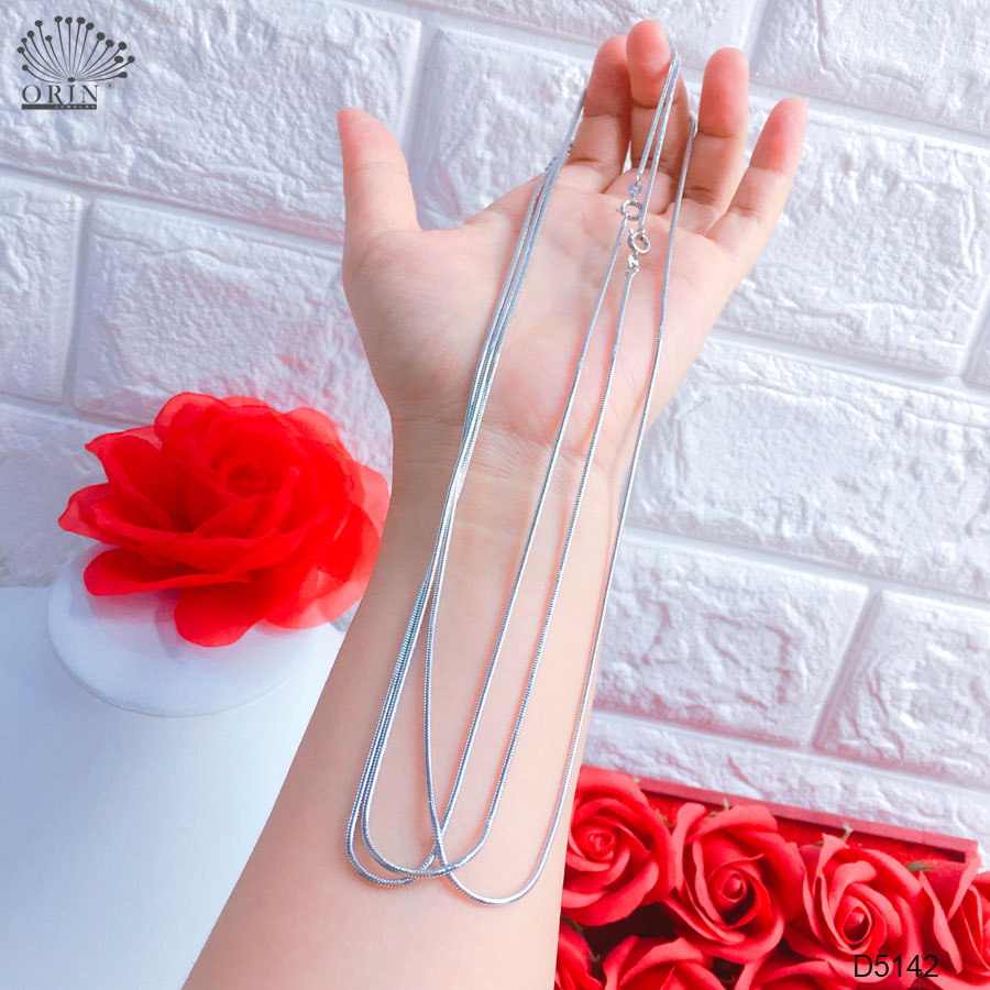 Dây chuyền bạc , dây mì trơn mạ bền màu cao cấp Orin D5142 - Long Tien