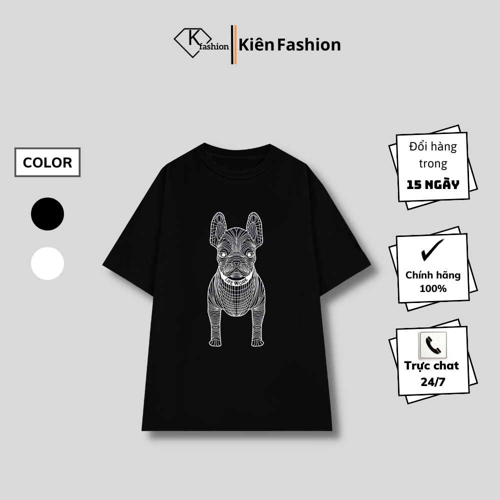 Áo thun form rộng unisex in hình chó pug life work kiểu dáng trẻ trung chất liệu cotton 100% - ac173
