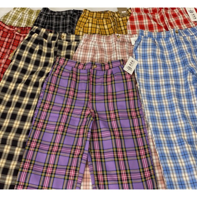 [25-27/4 Hoàn tiền 15%]Quần Ống Rộng Culottes Kẻ Caro Chun Xuông Siêu Hot