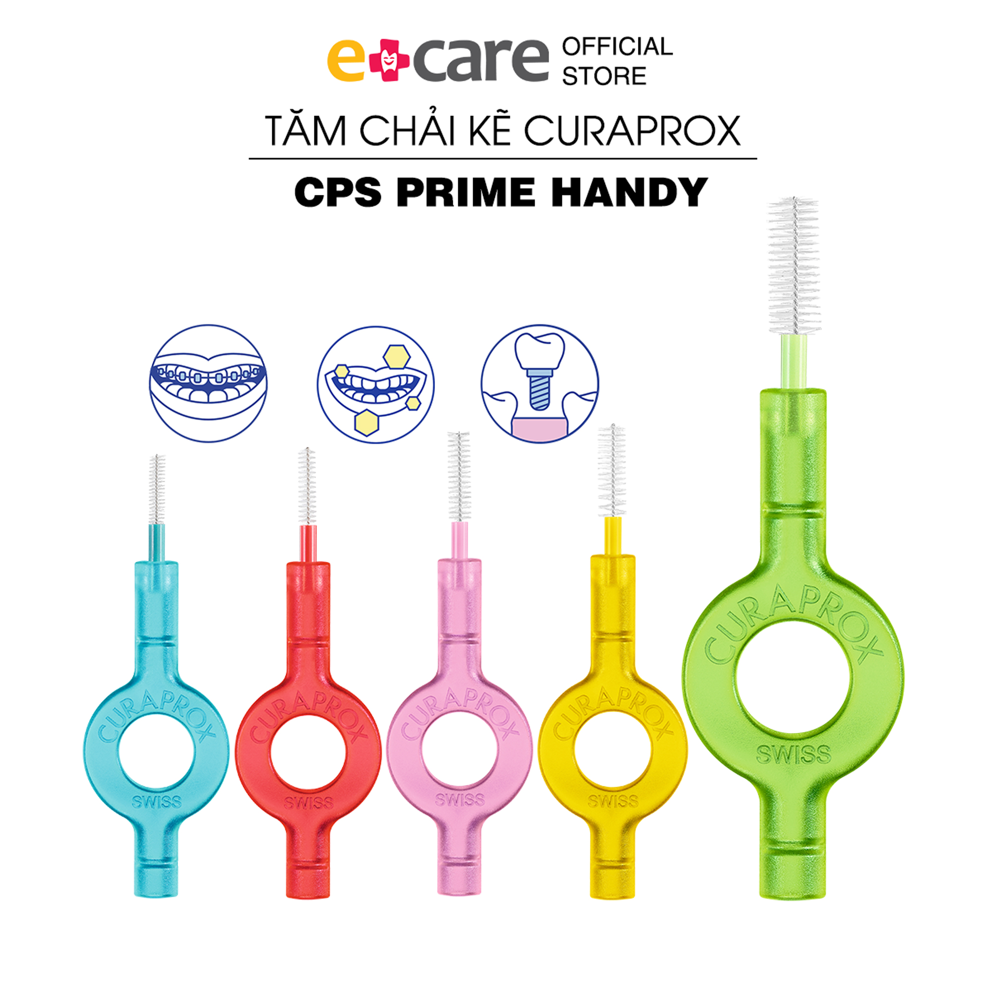 Bộ 5 Tăm Kẽ Răng Curaprox CPS Prime Handy Mixed đủ size - Thụy Sĩ