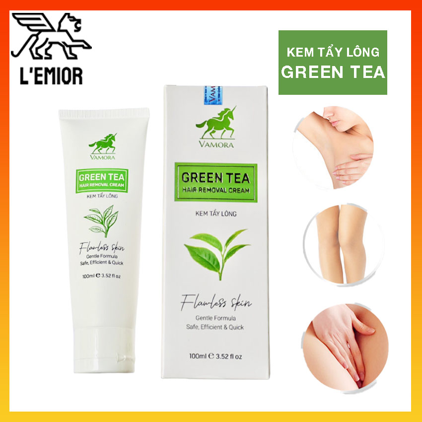 Kem tẩy lông vamora green tea hair remove, kem tẩy lông vùng kín, kem tẩy lông vĩnh viễn, tẩy lông vùng kín, lông chân, lông tay lông nách, lemior