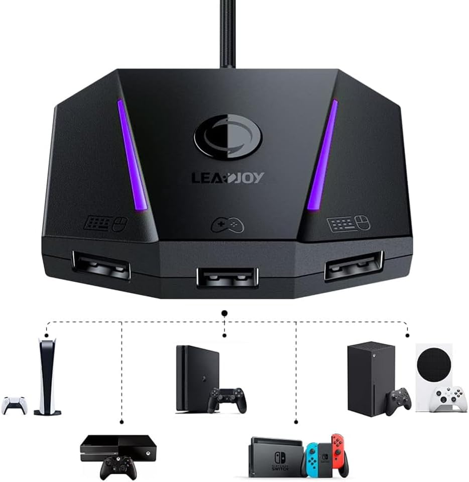 Bộ chuyển đổi chuột và bàn phím máy chơi game VX2 aim Tương thích với PS4, X Series x/S, X One, Nintendo Switch, Bộ chuyển đổi mnk với chức năng âm thanh 3