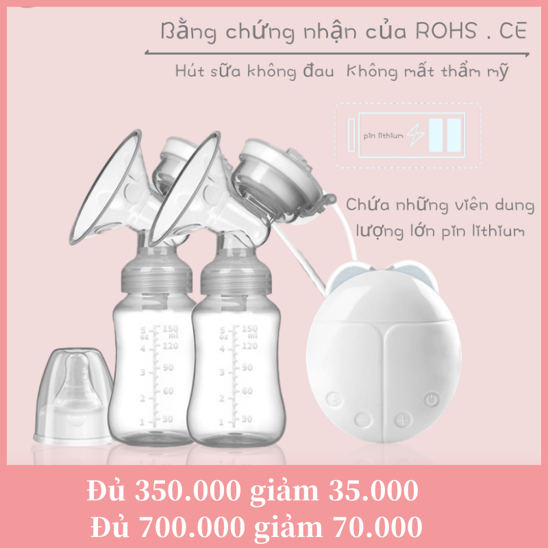 Máy hút sữa điện đôi có chế độ massage, kích thích sữa, 5 cấp độ siêu hút