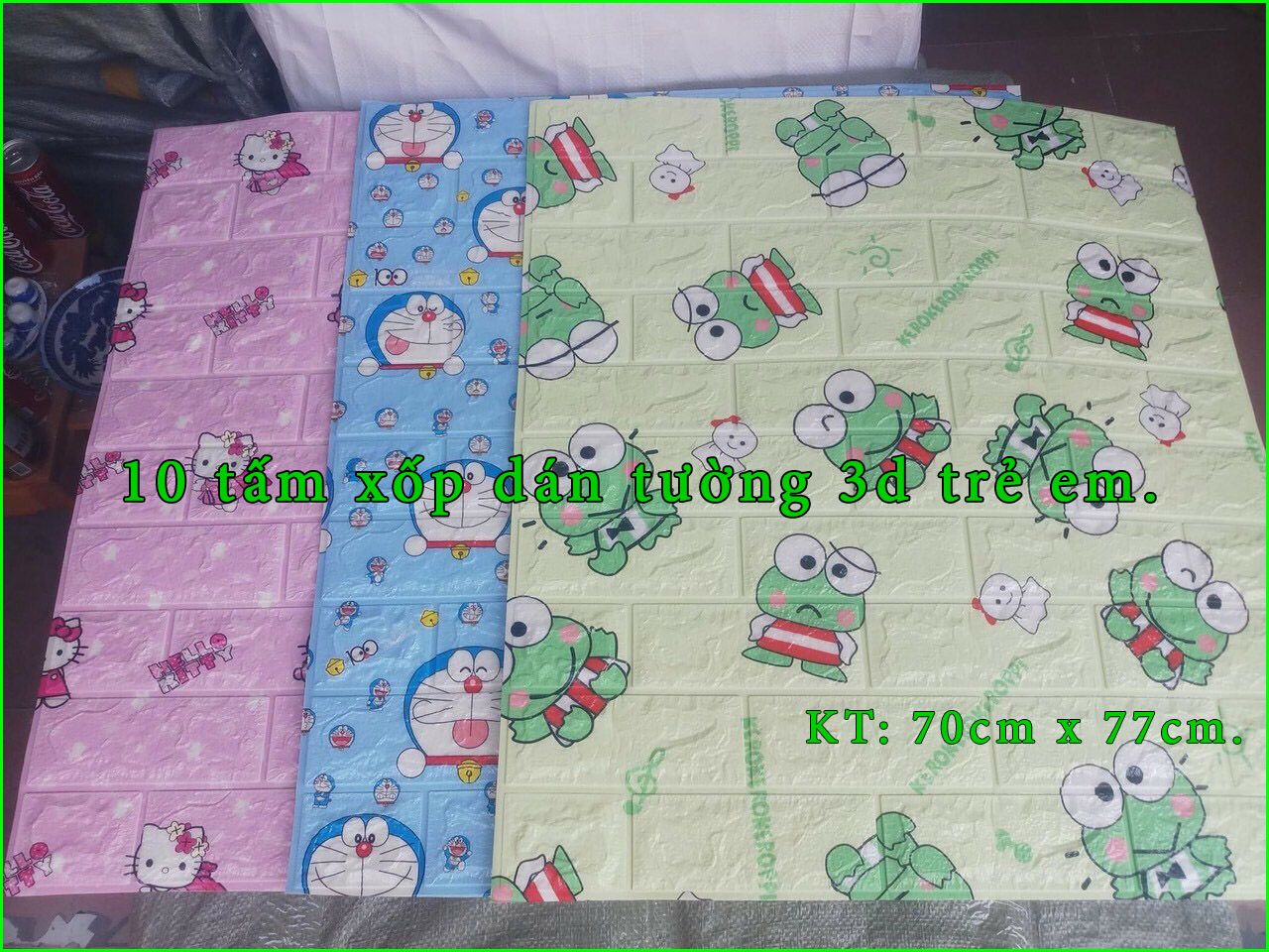 Combo 10 tấm xốp dán tường doremon và hello kitty chất lượng - Hàng chuẩn loại 1. Chống thấm nước, ẩm mốc,mang lại cho bạn không gian sạch sẽ và trong lành