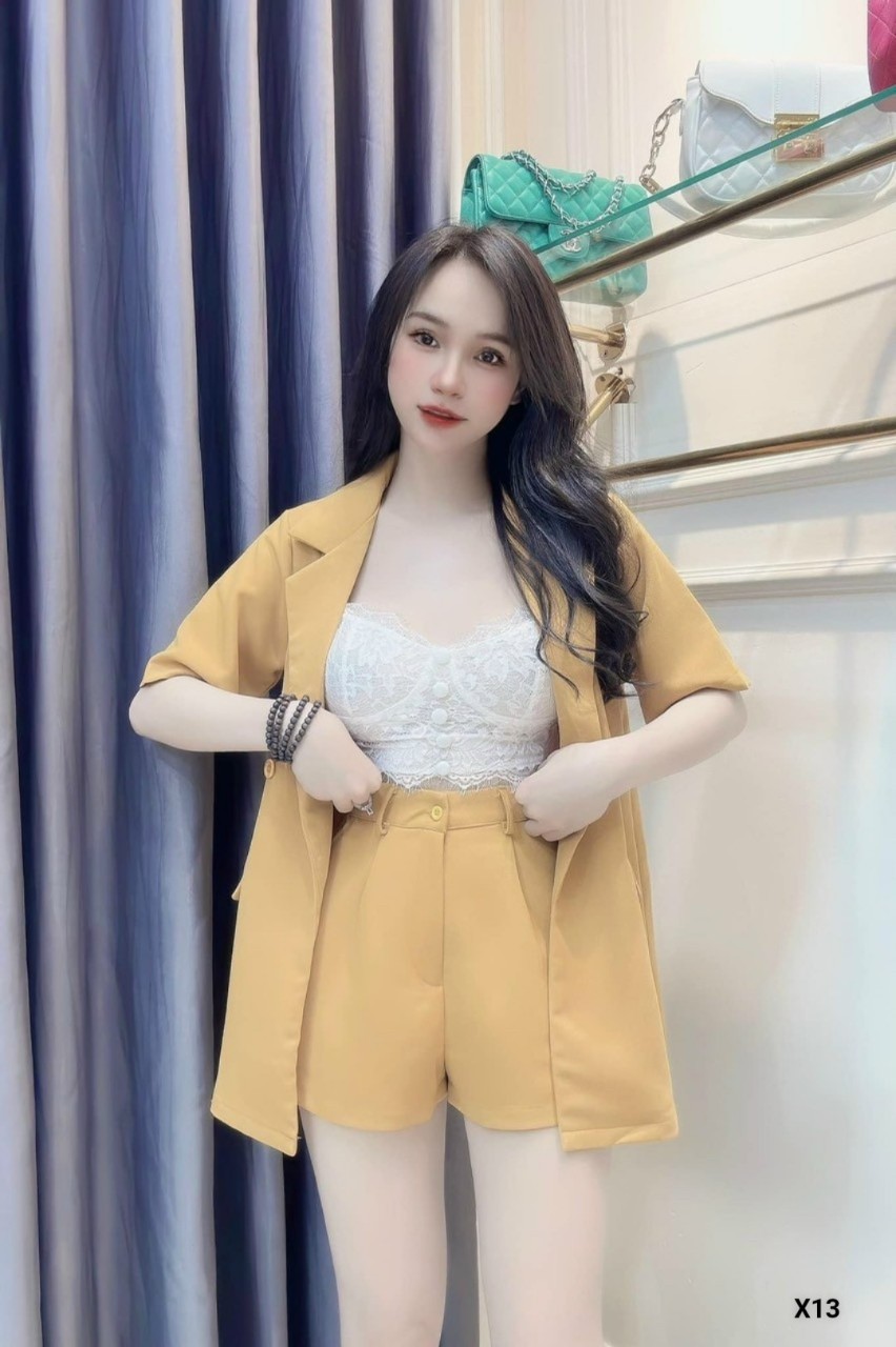 (HCM) Set vest cotton lạnh ngắn , thời trang tiểu thư siêu xinh , quý phái , hot cho các chị em LOLITA FASHION