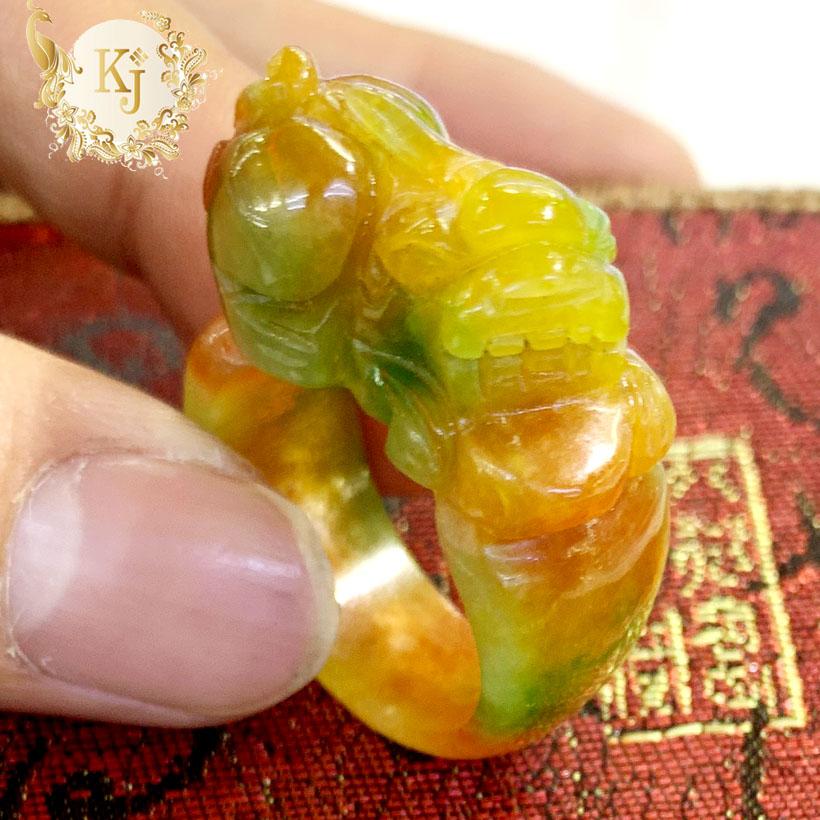 Nhẫn Phong Thủy Chạm Tỳ Hưu Màu Phúc Lộc Thọ - Chiêu Tài Chiêu Lộc Tứ Phương - Gia Tăng Vượng Khí  - Tặng Kèm Hộp Đựng Nhẫn Cao Cấp
