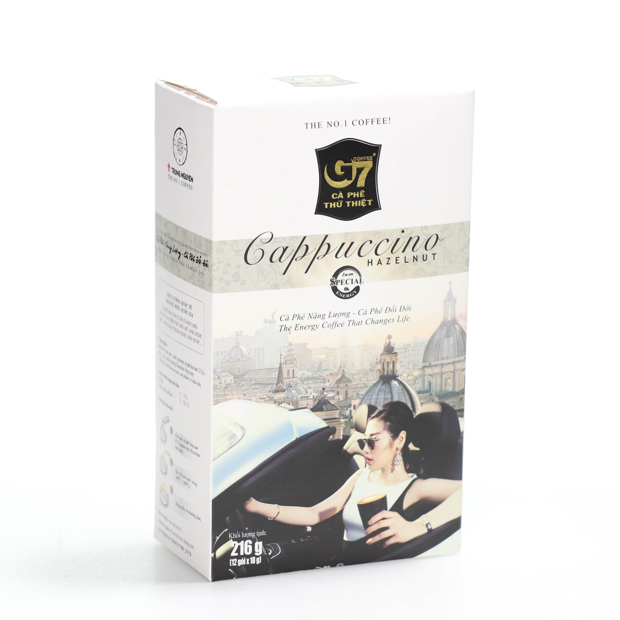 Cà phê hòa tan G7 Cappuccino Hazelnut hộp 12 gói x 18g