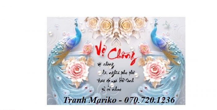 [HCM]Tranh thêu chữ thập Vợ Chồng Là Nghĩa Phu Thê Đầu Ấp Má Kề Sinh Tử Có Nhau LV3131 kích thước 63*43cm