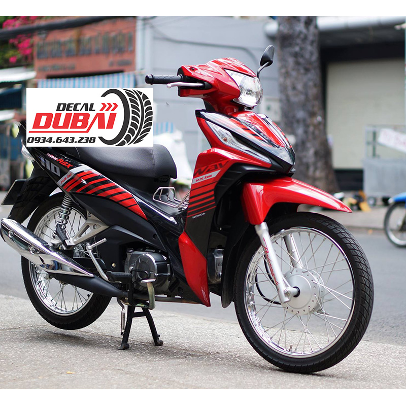 Tem Xe Wave RSX Đen Sọc Đỏ Thể Thao