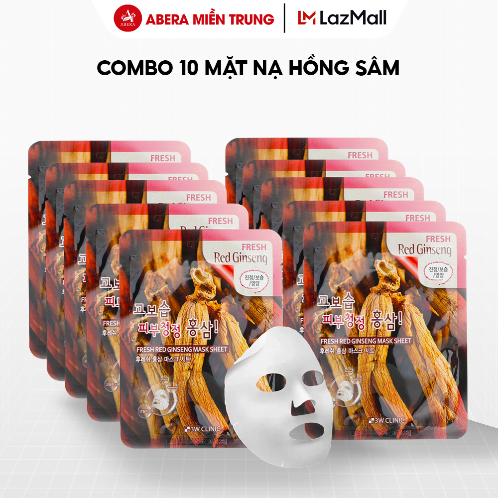 [Combo 10] Mặt nạ dưỡng da hồng sâm Hàn Quốc, mặt nạ dưỡng trắng, cấp ẩm, mờ thâm nám, se khít lỗ chân lông