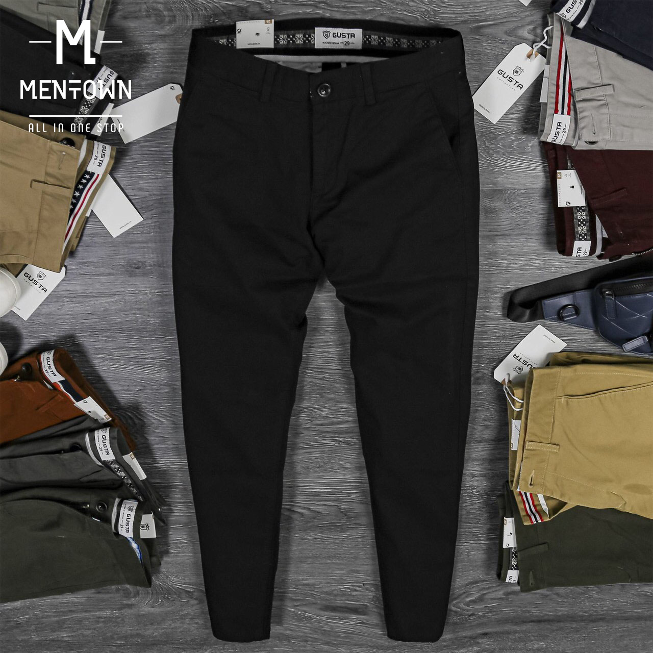 Quần kaki Gusta phối cạp