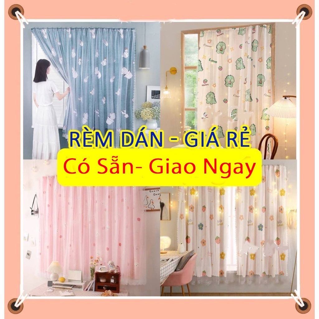 💜Rèm Cửa💜 Rèm cửa sổ dán tường 2 lớp chống nắng, rèm cửa trang trí nhà siêu đẹp dễ lắp đặt không khoan đục ( Tặng băng dán )