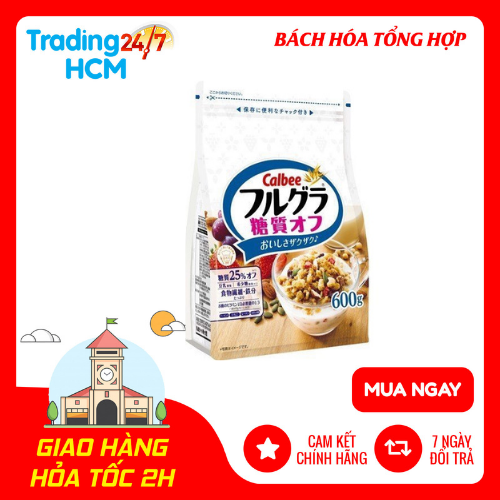 Date mới Ngũ cốc ít béo - Ngũ cốc trái cây Calbee trắng 600g Nhật Bản