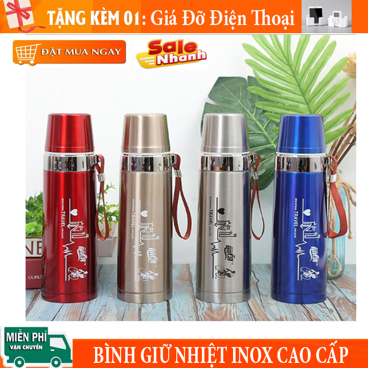 Bình giữ nhiệt inox, Bình đựng nước giữ nhiệt lớp inox cao cấp 800ml, Cốc đựng nước nóng inox loại to 800ML, binh giu nhiet 2 lop inox cao cap 800ml, binh dung nuoc nong inox loai to