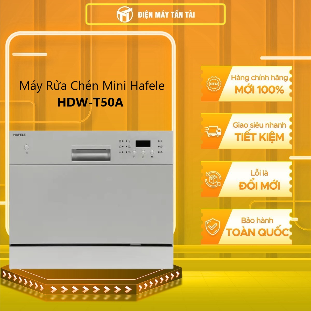 Máy rửa chén để bàn Hafele HDW-T50A - Kích thước 50x43.8x55 cm, màu Inox bạc