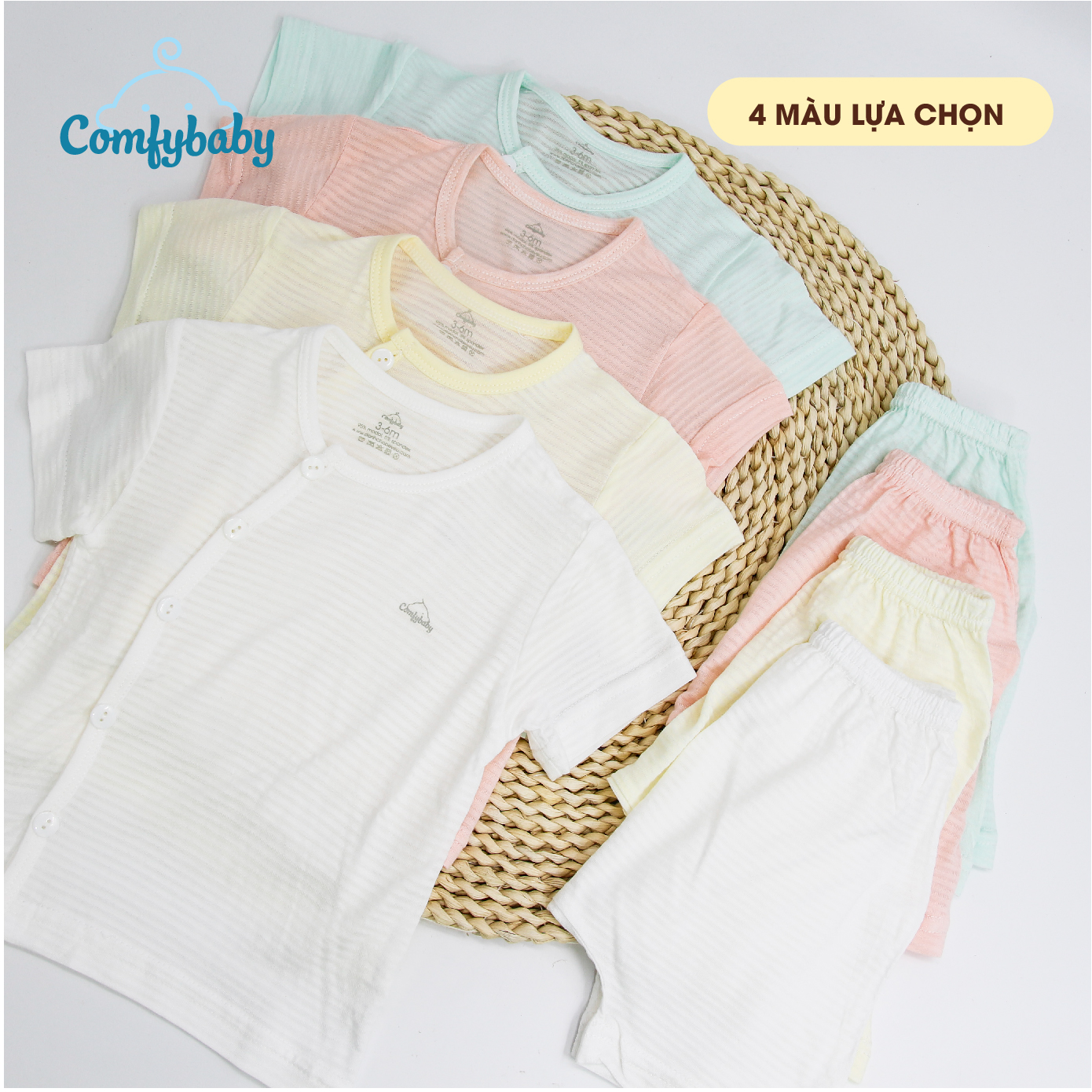 Bộ quần áo mùa hè cho bé 100% cotton lụa – Comfybaby siêu nhẹ - thoáng mát QACF22042021 size 3-12 tháng