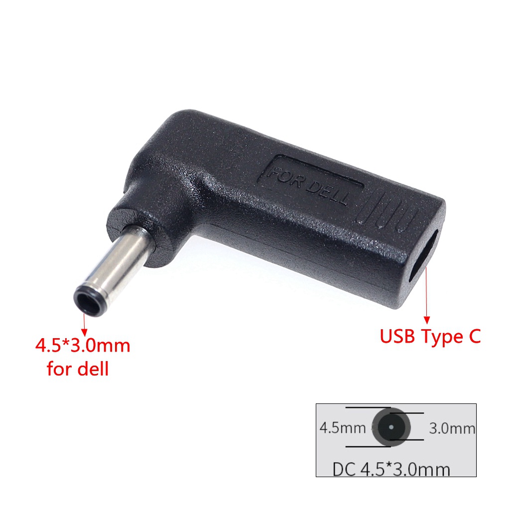 Đầu sạc PD 100W chuyển đổi cổng USB Type C sang nguồn điện DC 4.5x3.0mm / 4.5*3.0mm chuyên dụng cho laptop Dell HP MSI